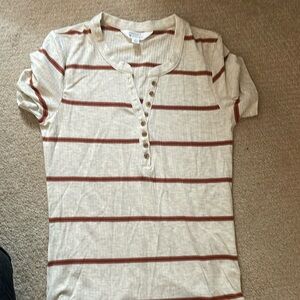 Joanne Ribbed Knit Henley Tee